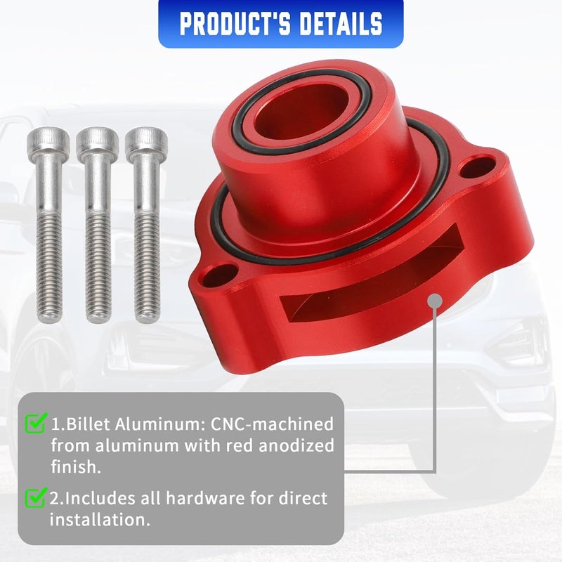 WIKIBB Blow Off Valve Adapter BOV Adapter Compatible with 2019+ Ford Mustang Bronco Explorer Ranger 2.3L 2.7L 3.0L EcoBoost Engine- CNC Billet Aluminum Red - Image 5
